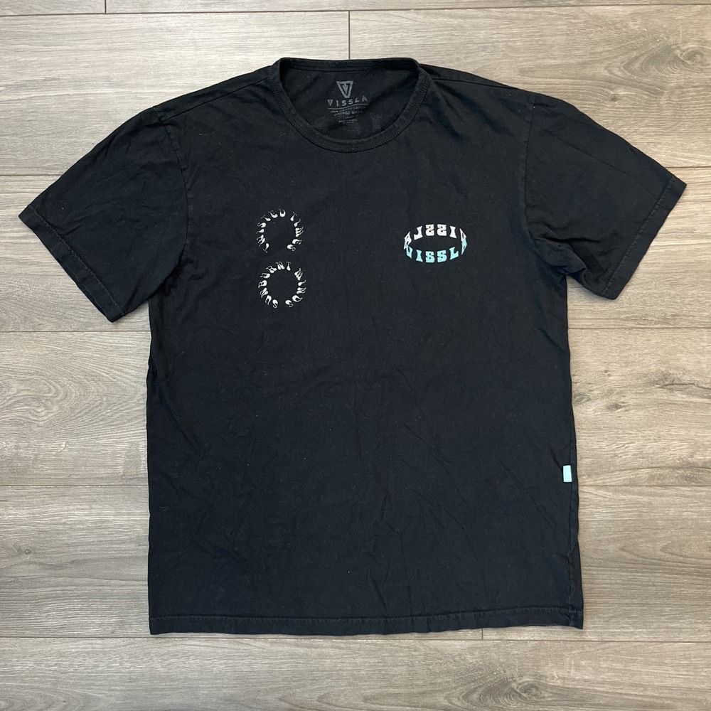 Vissla Mens L T Shirt Black Twisted Times Sunburnt Minds Short Sleeve